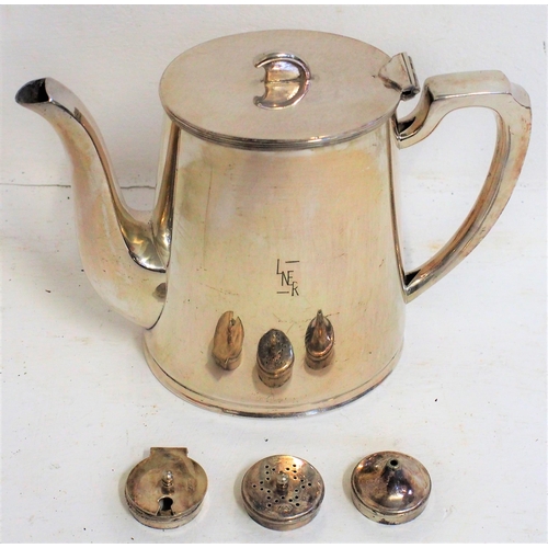 204 - London North Eastern Railway plated Coronation coffee pot, by Walker & Hall, excellent condition, LN... 