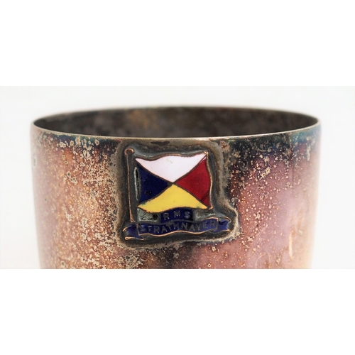 309 - Steam ship interest - enamelled match box holder 