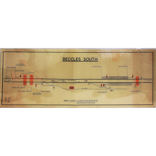 330 - British Railways (Eastern) Beccles South signal box diagram, undated but possibly the final one, goo... 