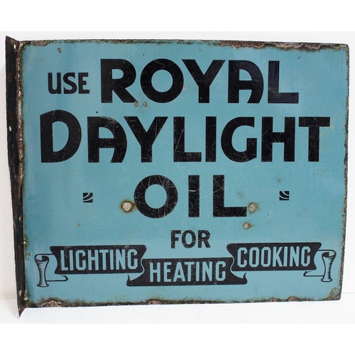 338 - Royal Daylight Oil double sided enamel advertising sign with bracket,22