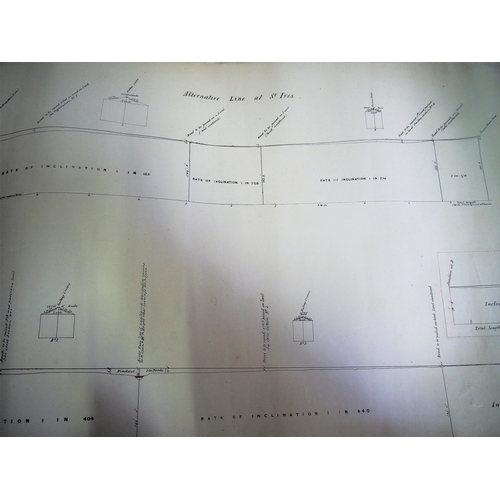 386 - 1845 pans & sections for the St Ives -v- Wisbech line, also 