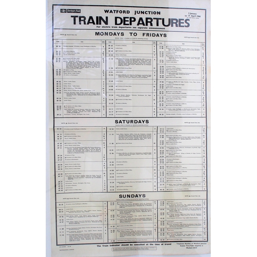 436 - British Rail posters - Broad St - Richmond 1981 timetable, Steam on the Met, Watford Jnc Departures ... 