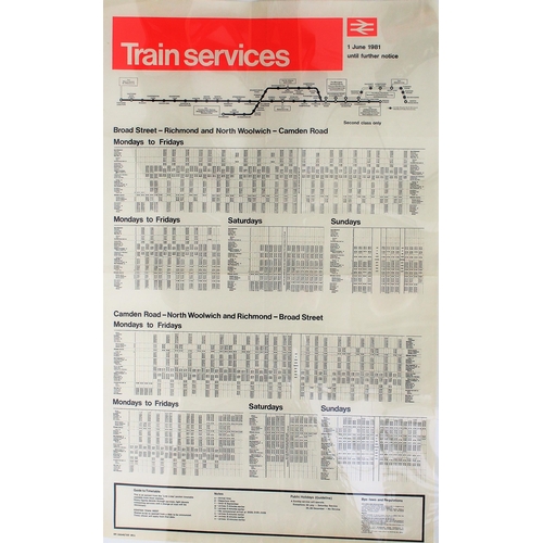 436 - British Rail posters - Broad St - Richmond 1981 timetable, Steam on the Met, Watford Jnc Departures ... 