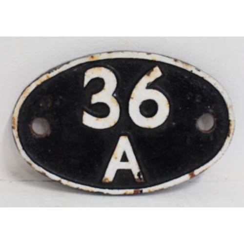 450 - British Railways C/I shedplate, 36A, Doncaster (1948-May 1973), front repainted. (Dispatch by Mailbo... 