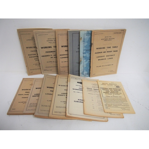 454 - Quantity of British Railways 1950/60s working time tables & appendices. (Dispatch by Mailboxes/Colle... 