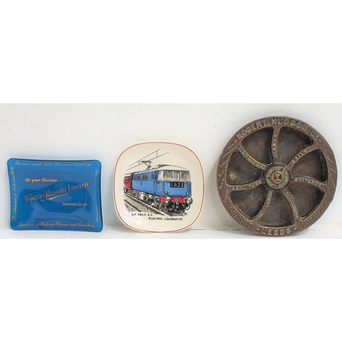 469 - Branded Company ash trays - West Coast Main Line (BR employee presentation), Wagon Repairs Ltd (blue... 