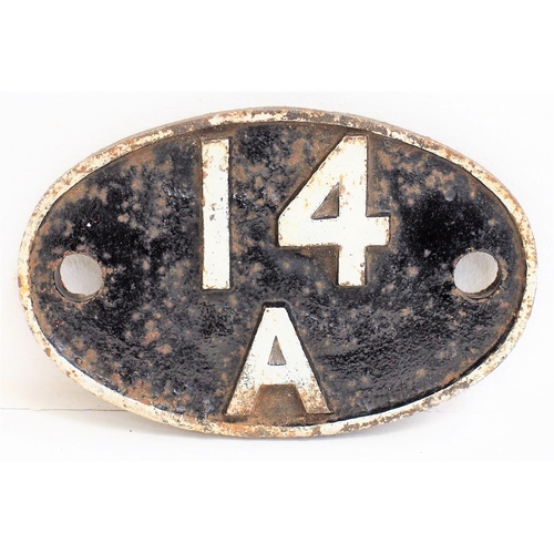 474 - British Railways C/I shedplate 14A, Cricklewood (1948-May 1973), ex service condition. (Postage Band... 