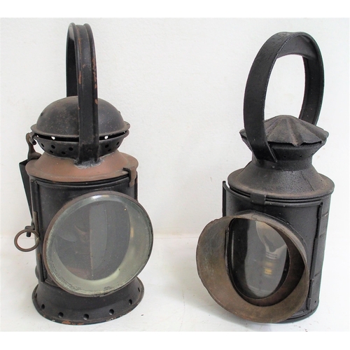 492 - Great Western Railway three aspect handlamp complete, red internal lens loose, LNER LOCO two aspect ... 