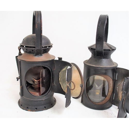 492 - Great Western Railway three aspect handlamp complete, red internal lens loose, LNER LOCO two aspect ... 