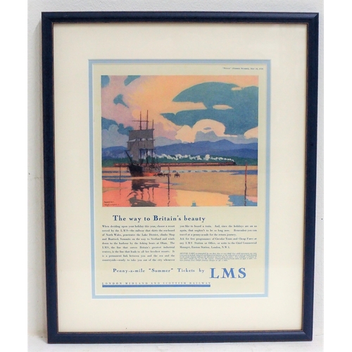 525 - Framed & glazed LMS advert removed from Punch magazine's May 1934 issue. (Dispatch by Mailboxes/Coll... 