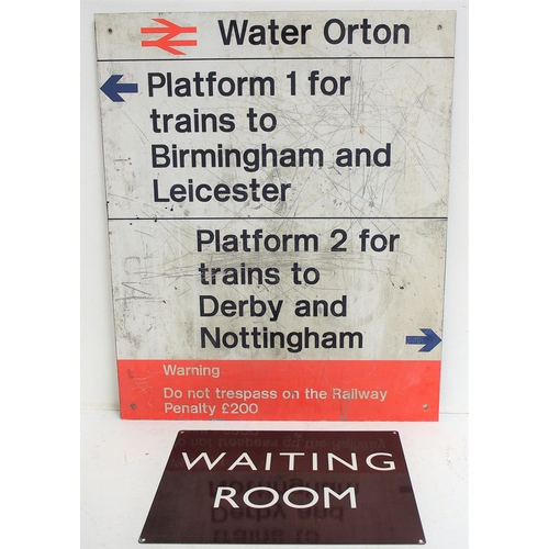 545 - Miscellaneous items - British Rail screen printed alloy station notice from Water Orton station, 23 ... 