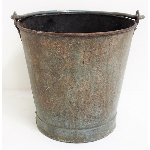 552 - British Railways (embossed) galvanized bucket originating from Woodbridge signal box (East Suffolk),... 