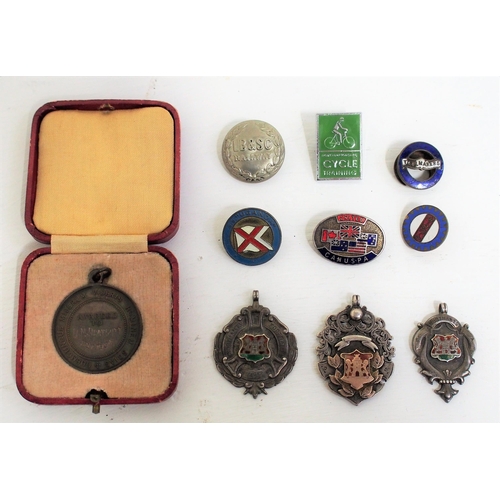 57 - Collection of small badges & medals including Royal Life Saving medal in case, Northants early 20C f... 