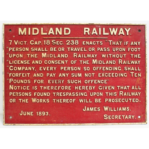 572 - Midland Railway C/I trespass notice (TPMR205) 39 3/8