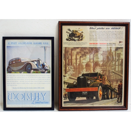 582 - Quantity of smaller framed & glazed motoring prints & original adverts etc including Sunbeam Talbot,... 