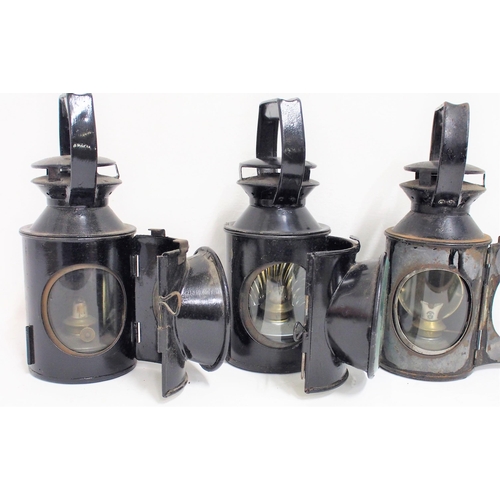 66 - British Railways handlamps, all complete ex service one missing internal reflector & one with incorr... 