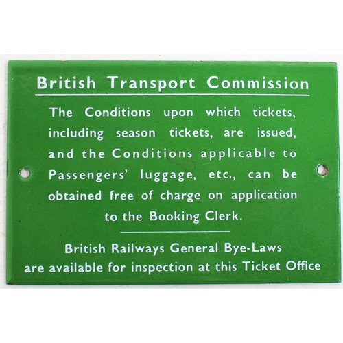 442 - British Railways (Southern) British Transport Commission small enamel notice reference condition of ... 