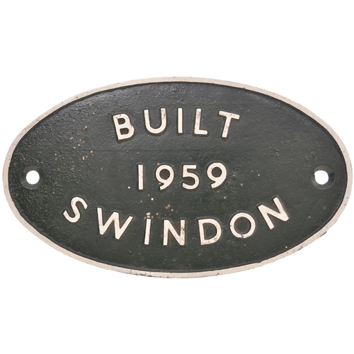 145 - A worksplate, BUILT 1959 SWINDON, cast iron, 10½