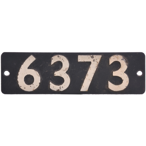 147 - A smokebox numberplate, 6373, from a GWR 43XX Class 2-6-0 built by Robert Stephenson & Co, Works No ... 