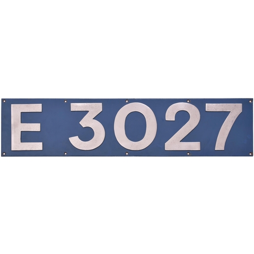 158 - A cabside numberplate, E3027, from a BR Class 83 electric locomotive built by English Electric/Vulca... 