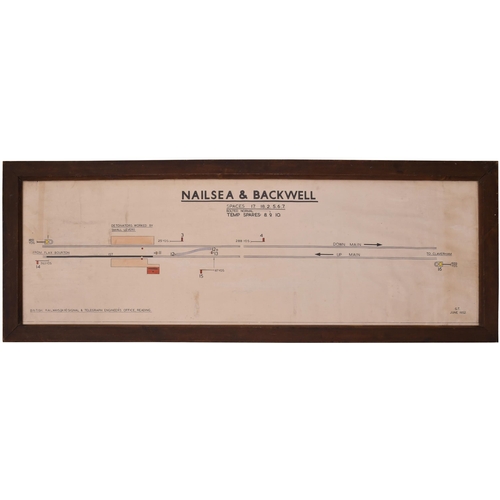 170 - A BR(W) signal box diagram, NAILSEA & BACKWELL, 1952, showing routes to Flax Bourton and Claverham o... 