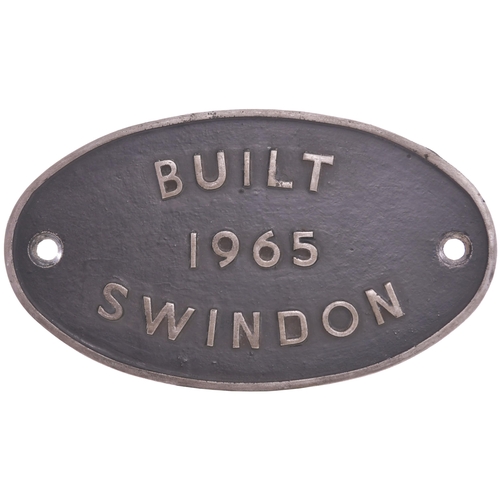 175 - A worksplate, BUILT 1965 SWINDON, from BR Class 14 D9552 allocated new to Cardiff Canton in Septembe... 