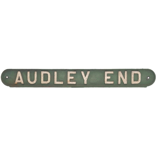 108 - An LNER seat back plate, AUDLEY END, the station situated south of Cambridge on the main line to Liv... 