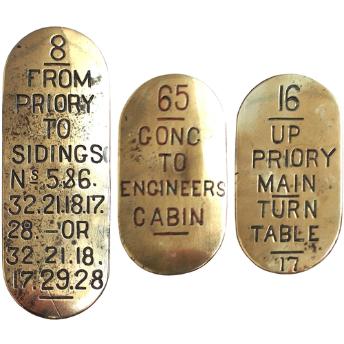 109 - A group of Furness Railway signal lever plates from Plumpton Junction box between Grange Over Sands ... 