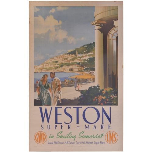 119 - A GWR and LMS double royal poster, WESTON-SUPER-MARE, by Claude Buckle, a fine view of the seafront ... 
