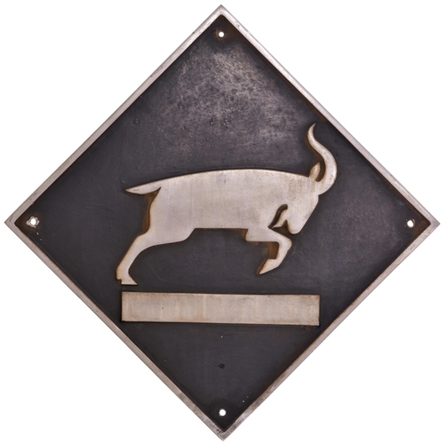 120 - A depot plaque, CARDIFF CANTON, featuring a mountain goat. Cast aluminium, 17¾