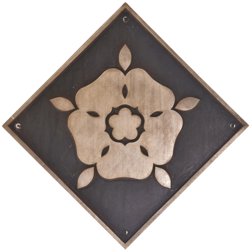 125 - A depot plaque, TINSLEY, featuring the Yorkshire Rose. Cast aluminium, 17¾