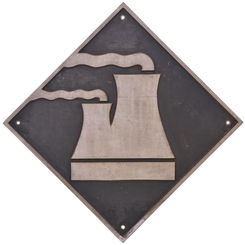127 - A depot plaque, TOTON, featuring cooling towers. Cast aluminium, 17¾