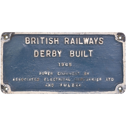 130 - A worksplate, BR DERBY, ASSOCIATED ELECTRICAL INDUSTRIES, a replacement plate in resin from a BR Cla... 