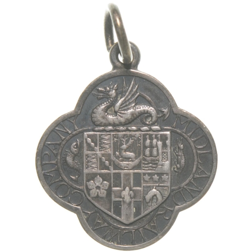 273 - A Midland Railway directors pass, silver, displaying the coat of arms and Wyvern, JE CHARNLEY, 307. ... 