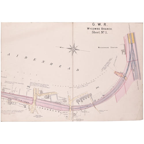 290 - A set of GWR plans, Wycombe Branch, 1920, includes Maidenhead Station, Cookham, Bourne End, Woodburn... 