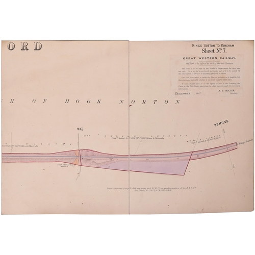 296 - A set of plans, GWR, Banbury and Cheltenham Railway, Hook Norton to Kingham, 1910, includes Rollrigh... 