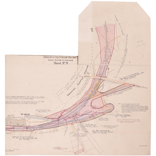 296 - A set of plans, GWR, Banbury and Cheltenham Railway, Hook Norton to Kingham, 1910, includes Rollrigh... 