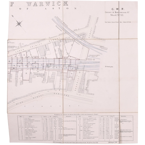 300 - A set of plans, GWR, Oxford and Birmingham Railway, 1916, includes Birmingham Moor Street with trave... 