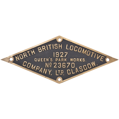 304 - A worksplate, NORTH BRITISH LOCOMOTIVE Co, QUEENS PARK, 23670, 1927, from a LMS Class 4F 0-6-0 No 45... 