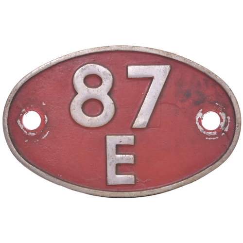 306 - A shedplate, 87E, (alloy), Landore (1948-November 1969). These alloy codes were used with the shed's... 