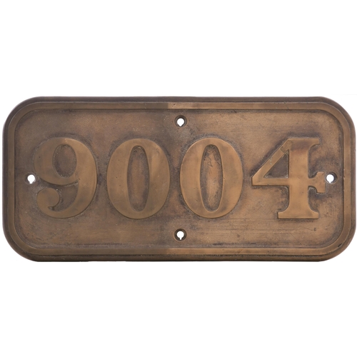 308 - A GWR cabside numberplate, 9004, from a 9000 Earl Class 4-4-0 built in August 1936 using the origina... 