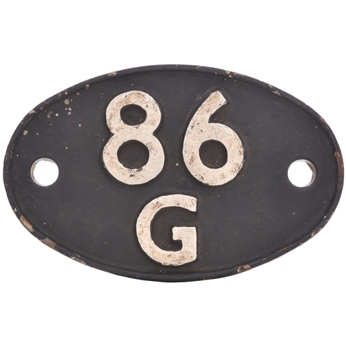 324 - A shedplate, 86G, Pontypool Road (1948-October 1967).    Repainted, the back marked 4964. (Postage B... 