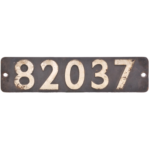 339 - A smokebox numberplate, 82037, from a BR Standard Class 3 2-6-2T built at Swindon and allocated new ... 