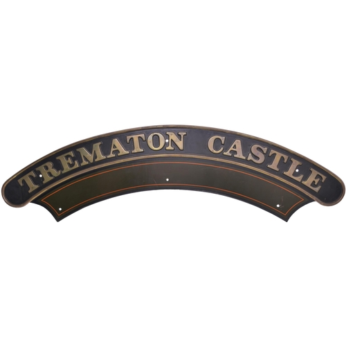 348 - A nameplate, TREMATON CASTLE, from a GWR 4073 Castle Class 4-6-0 No 5020 built at Swindon in July 19... 