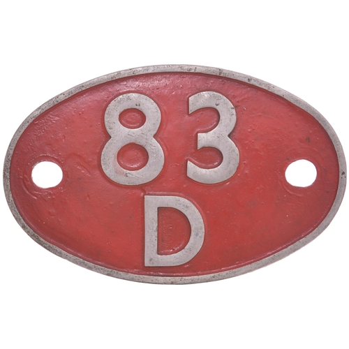 362 - A shedplate, 83D, (alloy), Laira (1948-September 1963, when it became 84A). These alloy codes were u... 