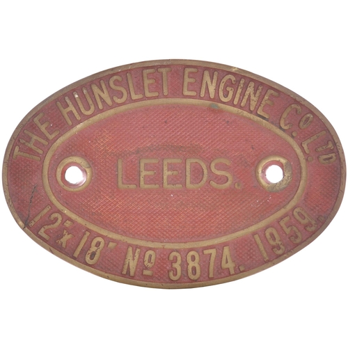 368 - A worksplate HUNSLET (LEEDS), 3874, 1959, from an Indian Railways 2'6