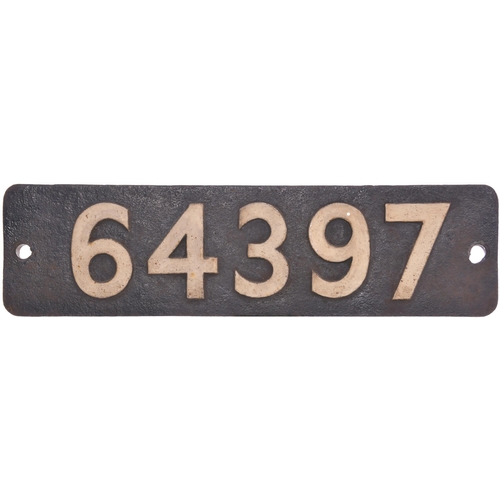 393 - A smokebox numberplate, 64397, from a Great Central Railway Class 9J, LNER J11 Class, 0-6-0 No 5282 ... 