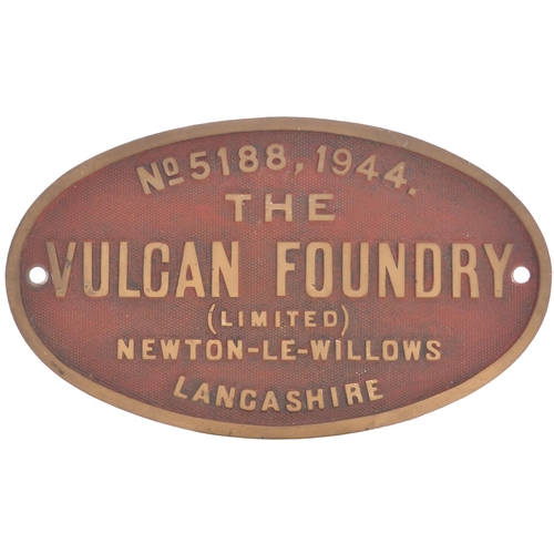 402 - A worksplate, VULCAN FOUNDRY, 5188, 1944 from a War Department Austerity 2-8-0 built by Vulcan to Mi... 