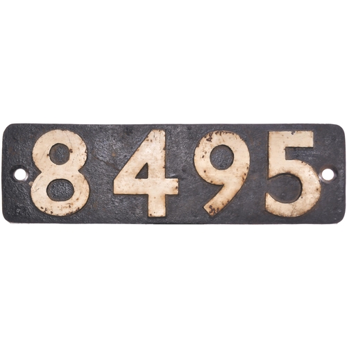 403 - A smokebox numberplate, 8495, from a (GWR) 9400 Class 0-6-0PT built by Robert Stephenson & Hawthorns... 