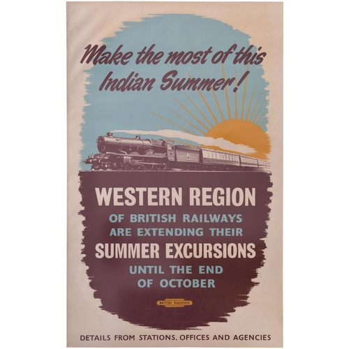 408 - A BR(W) double royal poster, MAKE THE MOST OF THIS INDIAN SUMMER, Summer Excursions Extended Until O... 